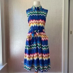 Vintage Sleeveless Chevron Colorful Dress